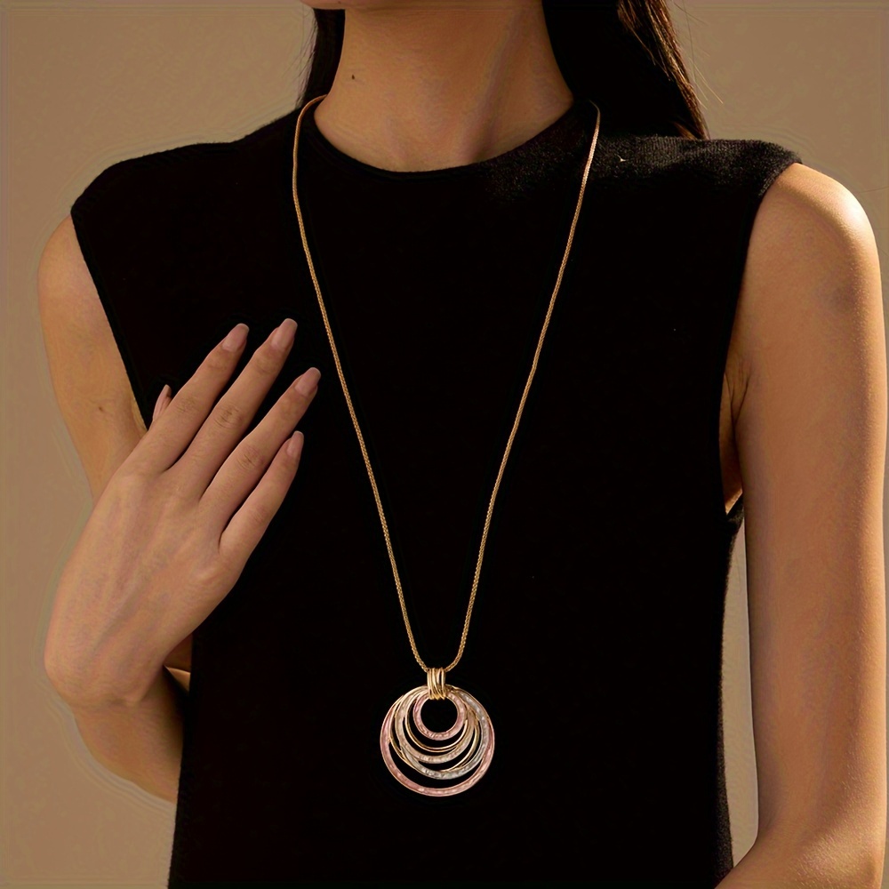 Bohemian Enamel Round Pendant Necklace